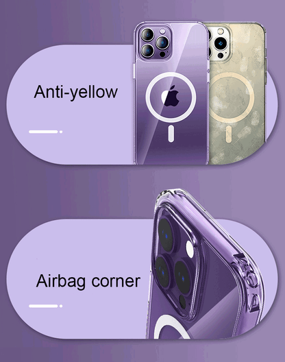 Transparent Magnetic Soft TPU Frame + Hard PC Back Cover for iPhone