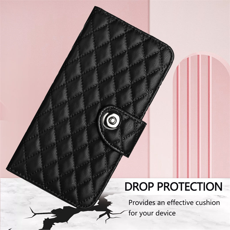 Rhombus Folio Card Wallet Kickstand PU Leather Case