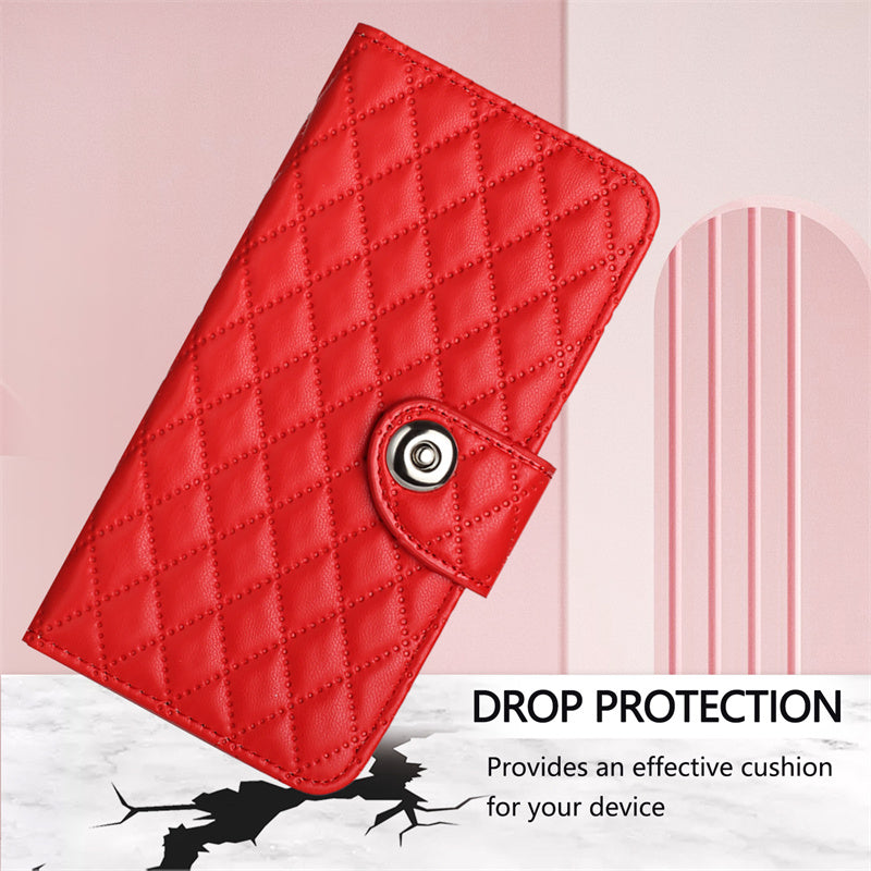 Rhombus Folio Card Wallet Kickstand PU Leather Case