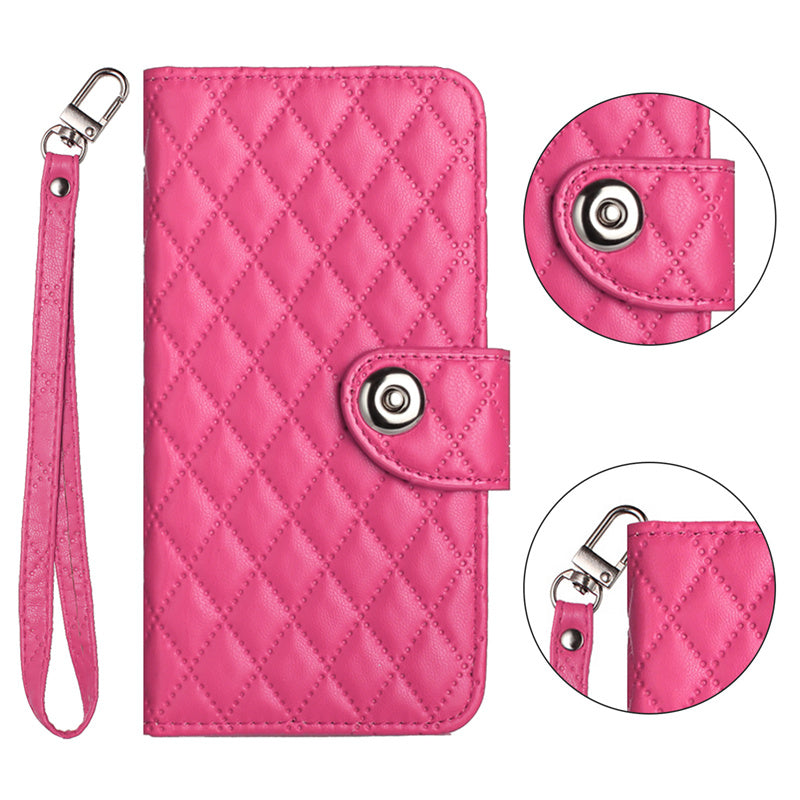 Rhombus Folio Card Wallet Kickstand PU Leather Case