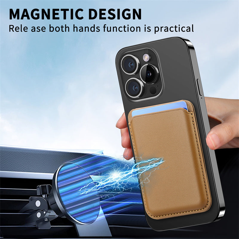 Magnetic PU Card Pouch Adjustable Phone Stand