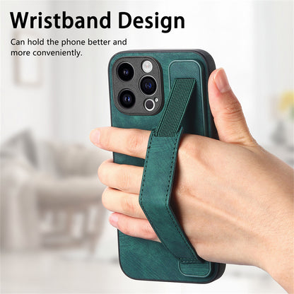 Retro Wristband Built-in Stand PU Leather Case