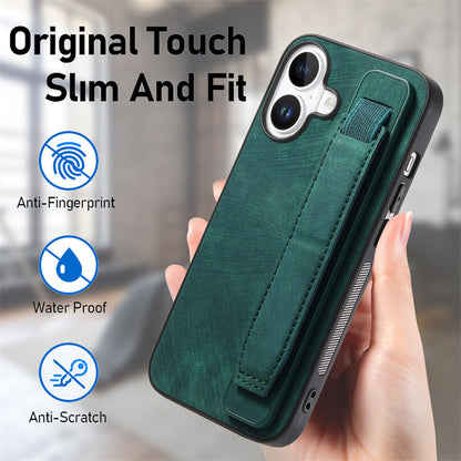 Retro Wristband Built-in Stand PU Leather Case