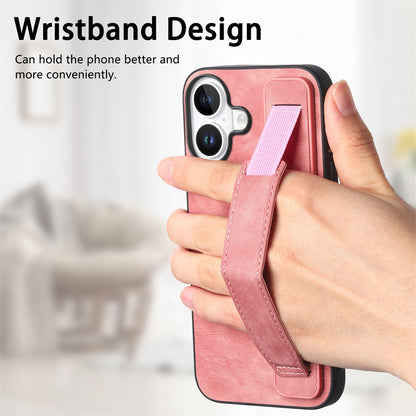 Retro Wristband Built-in Stand PU Leather Case