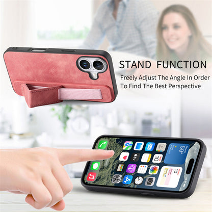 Retro Wristband Built-in Stand PU Leather Case