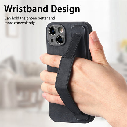 Retro Wristband Built-in Stand PU Leather Case