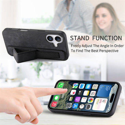 Retro Wristband Built-in Stand PU Leather Case