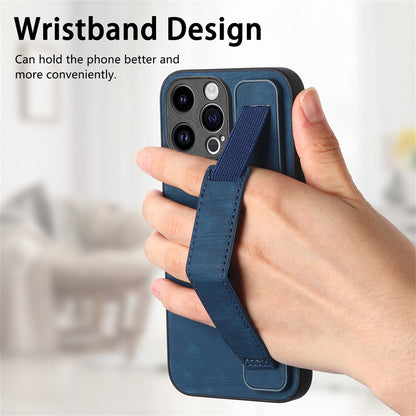 Retro Wristband Built-in Stand PU Leather Case