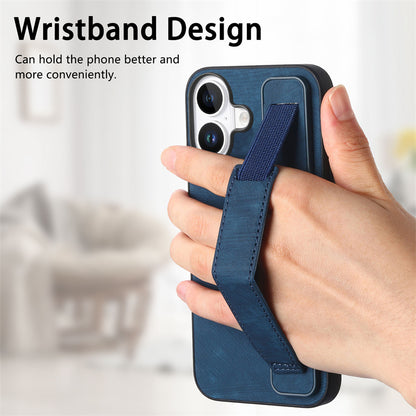 Retro Wristband Built-in Stand PU Leather Case