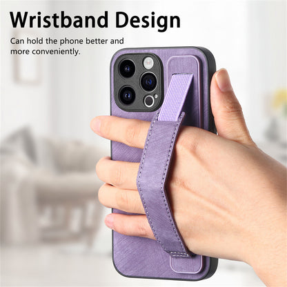 Retro Wristband Built-in Stand PU Leather Case