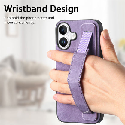 Retro Wristband Built-in Stand PU Leather Case