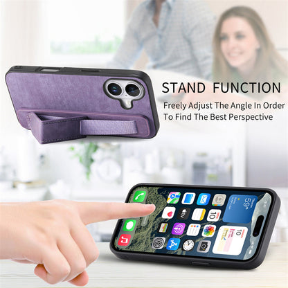 Retro Wristband Built-in Stand PU Leather Case