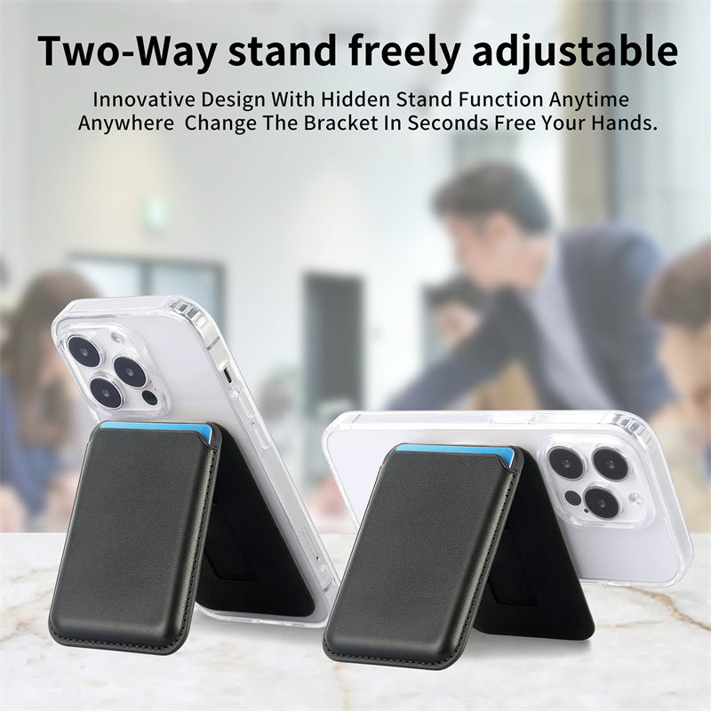 Magnetic PU Card Pouch Adjustable Phone Stand