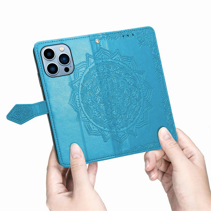 Embossed Mandala Folio Card Holder PU Leather Case