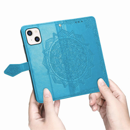 Embossed Mandala Folio Card Holder PU Leather Case