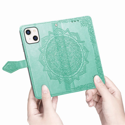 Embossed Mandala Folio Card Holder PU Leather Case