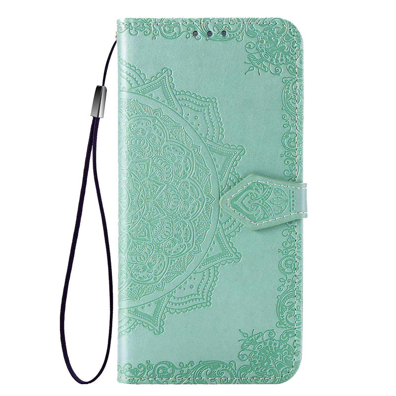 Embossed Mandala Folio Card Holder PU Leather Case