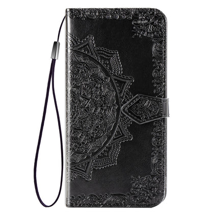 Embossed Mandala Folio Card Holder PU Leather Case