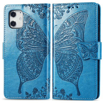 Relief Butterfly Folio Card Slots Stand PU Leather Case