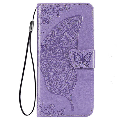 Relief Butterfly Folio Card Slots Stand PU Leather Case