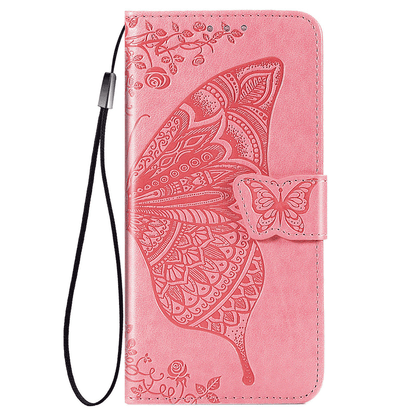 Relief Butterfly Folio Card Slots Stand PU Leather Case