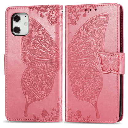 Relief Butterfly Folio Card Slots Stand PU Leather Case