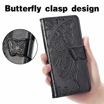 Relief Butterfly Folio Card Slots Stand PU Leather Case