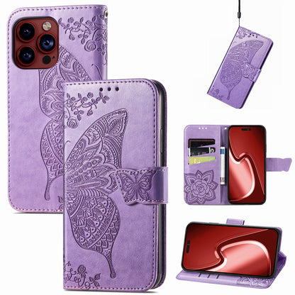 Relief Butterfly Folio Card Slots Stand PU Leather Case