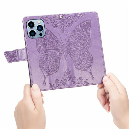 Relief Butterfly Folio Card Slots Stand PU Leather Case