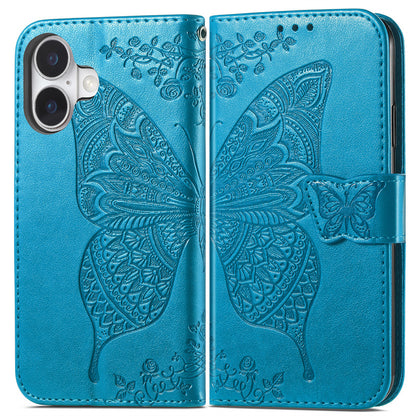 Relief Butterfly Folio Card Slots Stand PU Leather Case