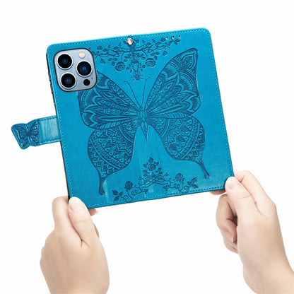 Relief Butterfly Folio Card Slots Stand PU Leather Case