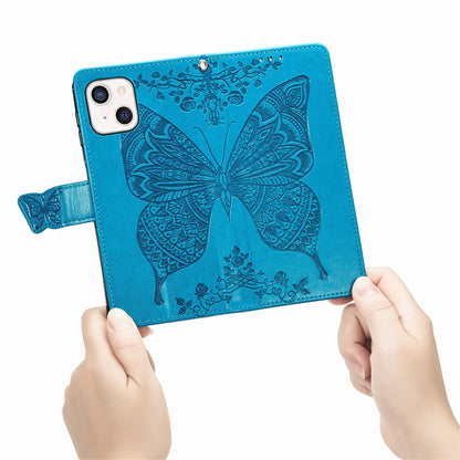 Relief Butterfly Folio Card Slots Stand PU Leather Case