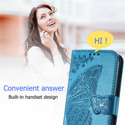 Relief Butterfly Folio Card Slots Stand PU Leather Case