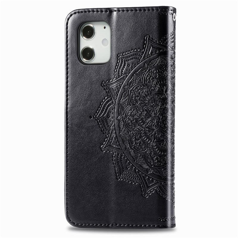 Embossed Mandala Folio Card Holder PU Leather Case