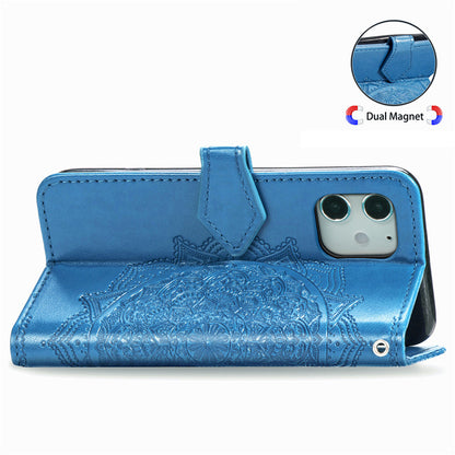 Embossed Mandala Folio Card Holder PU Leather Case