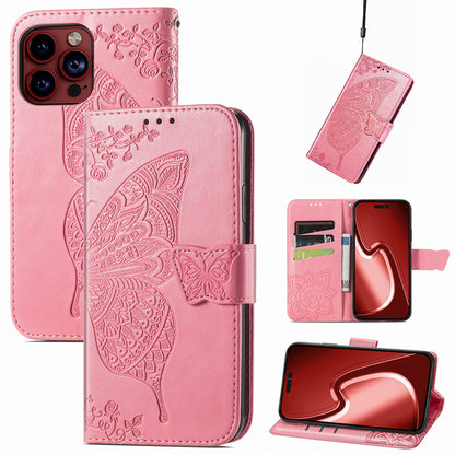 Relief Butterfly Folio Card Slots Stand PU Leather Case