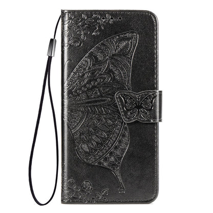 Relief Butterfly Folio Card Slots Stand PU Leather Case